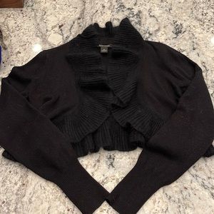 Crop black medium White House Black Market ruffled shrug